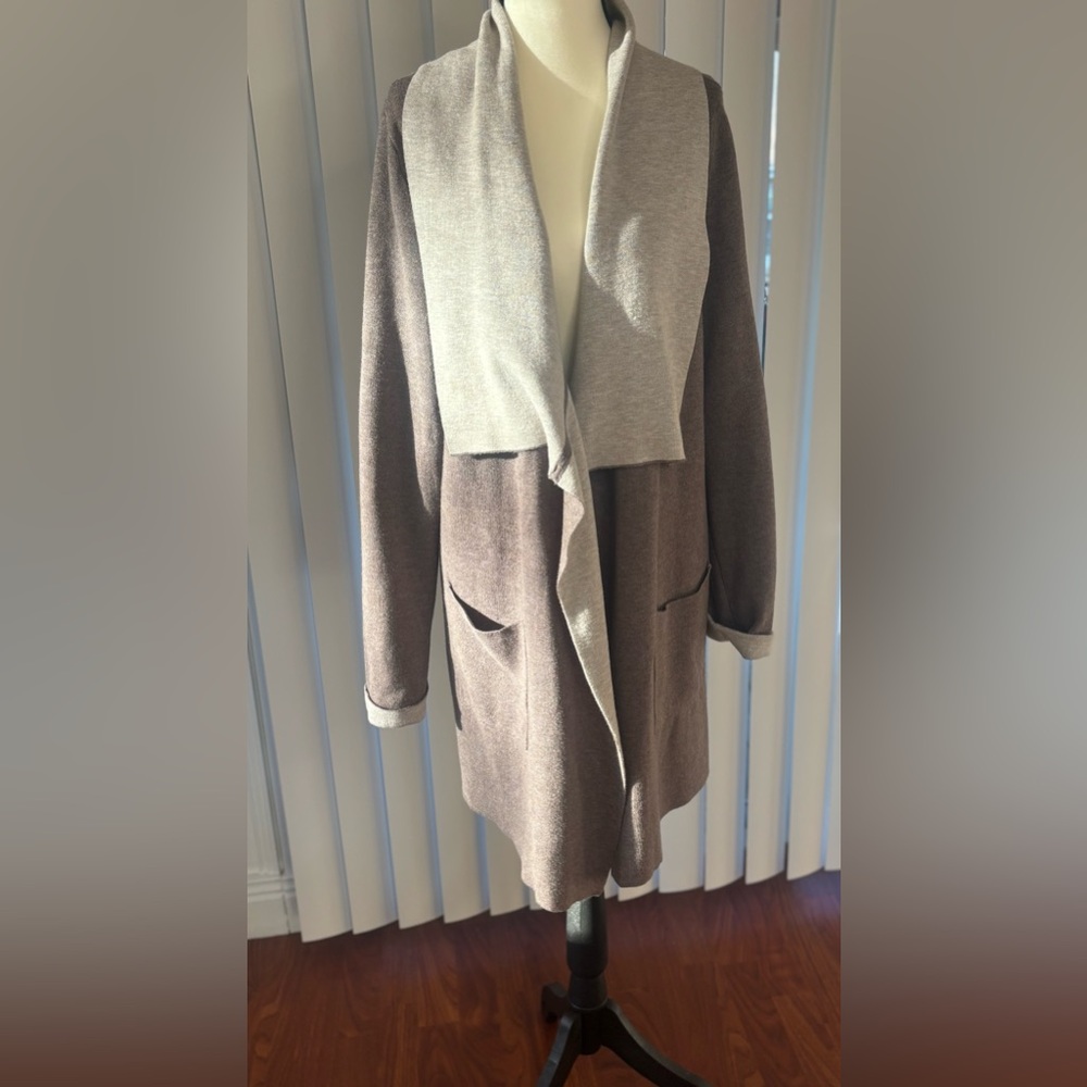 INC International Concepts Two-Tone Cardigan - Brown and tan